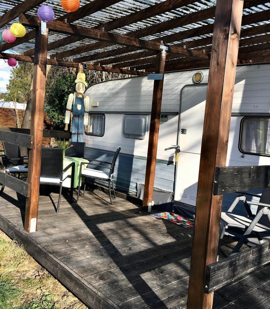 Camping in fully equipped caravan