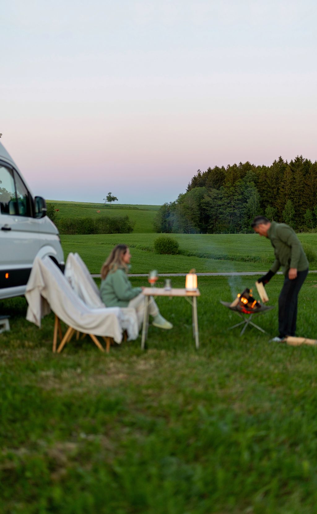 Camping on the alpine pasture and by the stream at 800 meters altitude