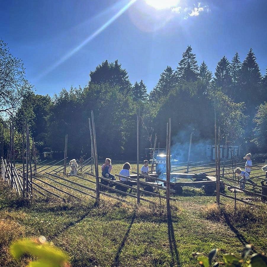 Parking space near deer, huskies, and eagles 