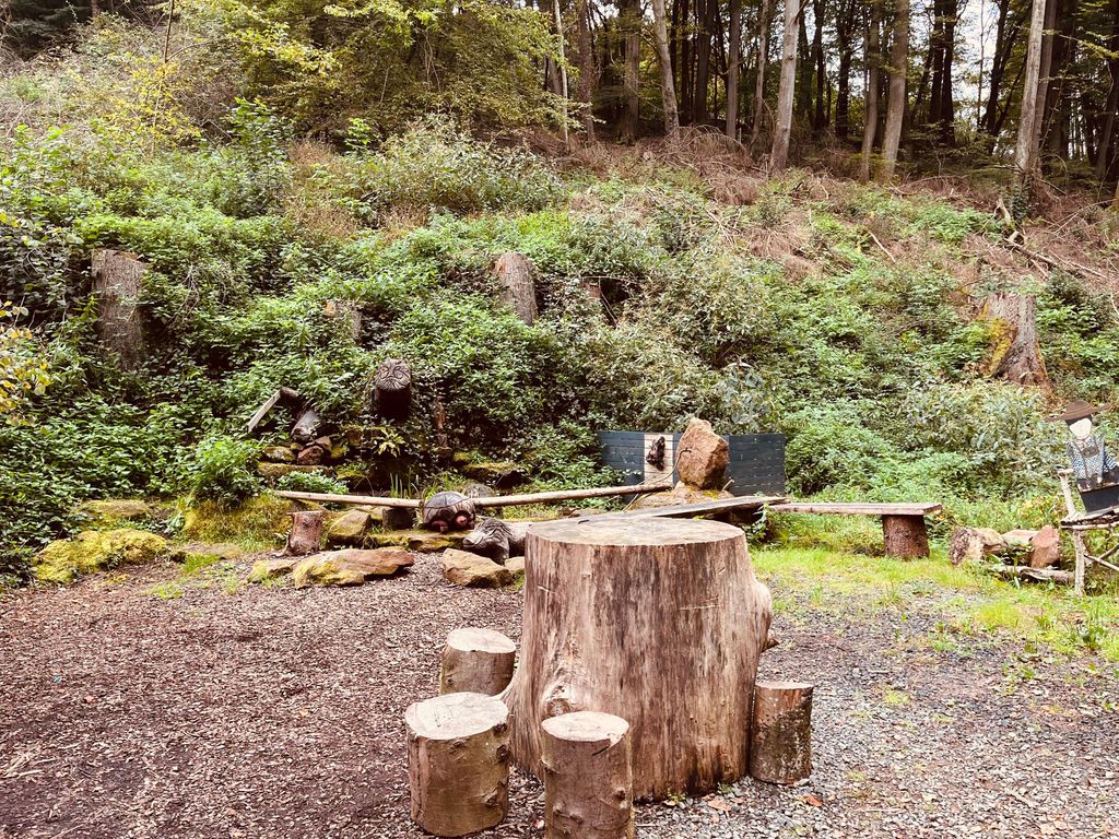 An der Blockhütte im Pfälzer Wald