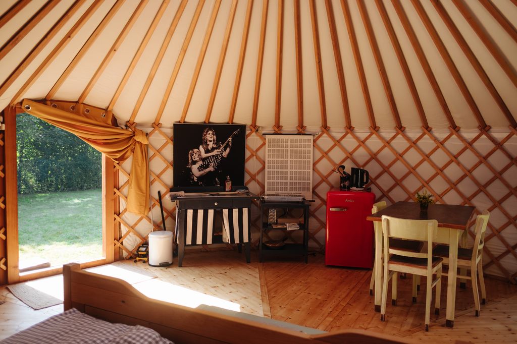 Yurt in nature at the natural pool in the Hasslachtal valley