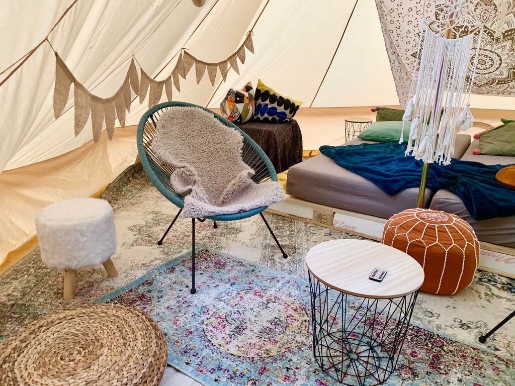 Sahara tent in the countryside surrounded by forest