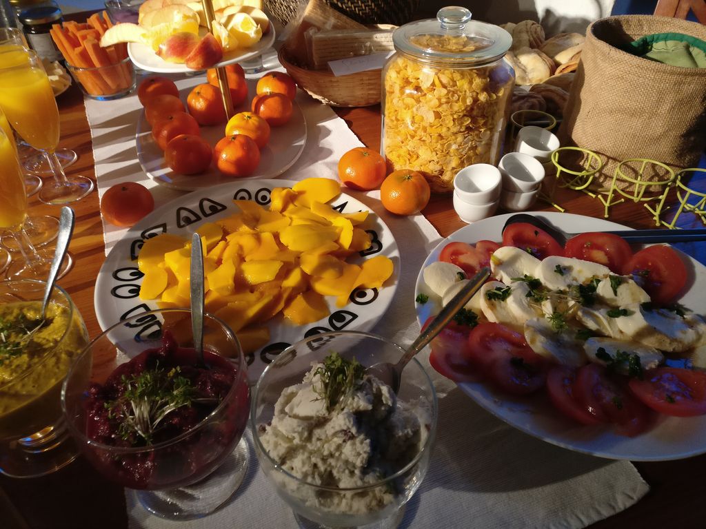 Pasar la noche bajo árboles frutales con un café ecológico al lado