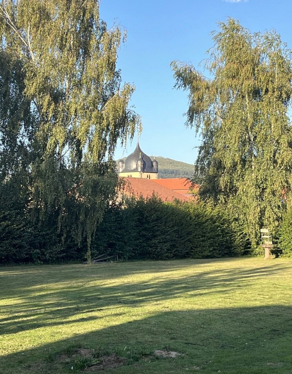 Vista sull'Hutzberg con area barbecue e piscina estiva