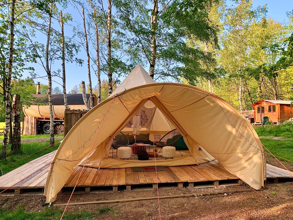 Sahara tent in the countryside surrounded by forest