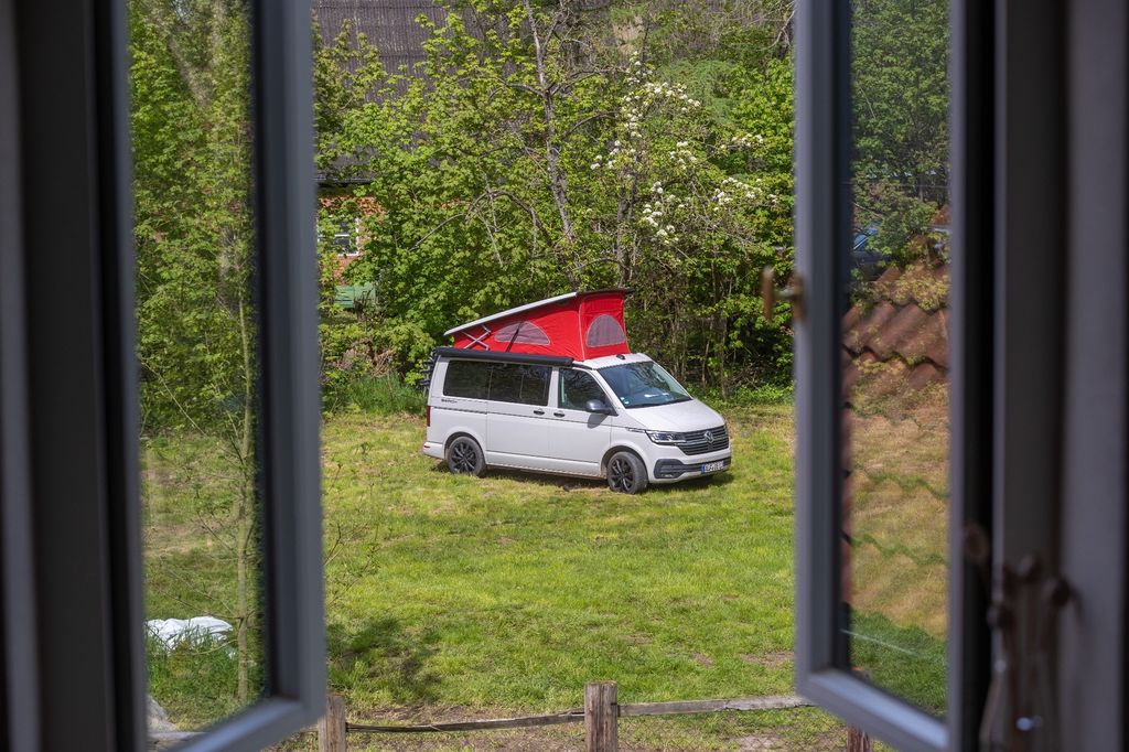 Dream place in the green behind the half-timbered house
