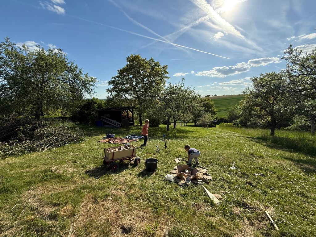 Idyllic spot by a meadow orchard
