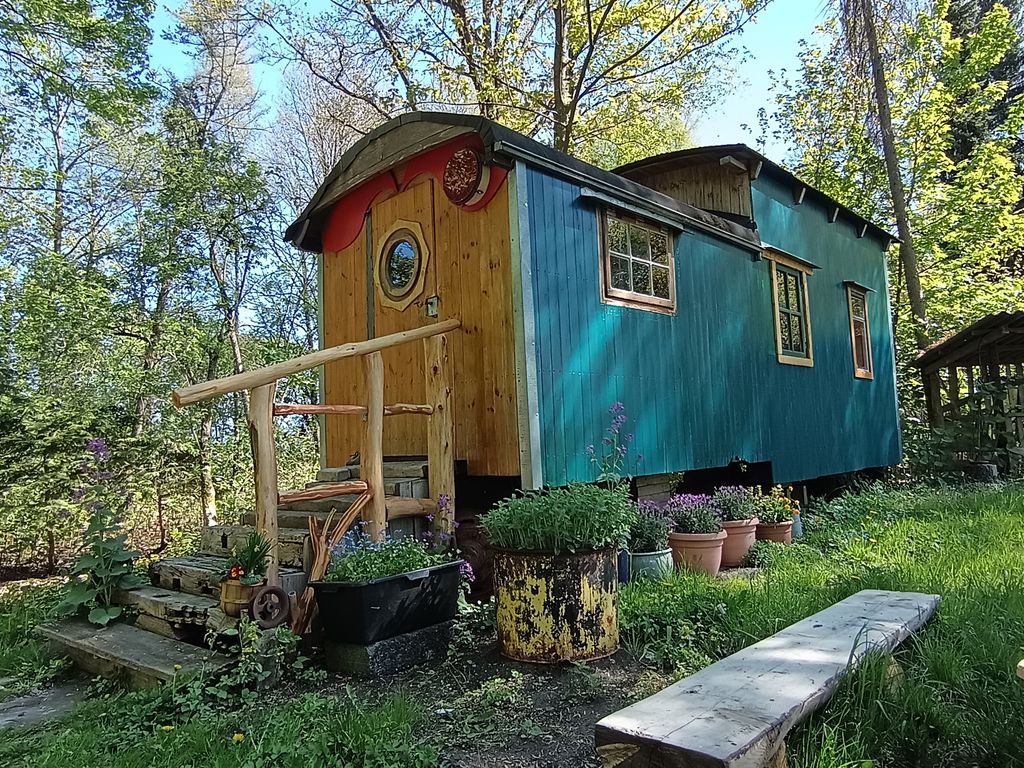 Rustic construction trailer in the countryside 
