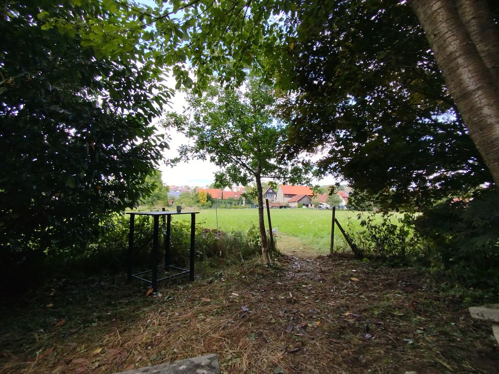 Zeltmöglichkeit mit Gartenhütte unter Bäumen