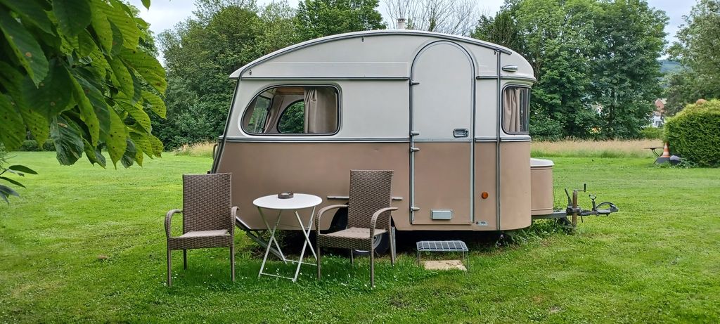 Hyggelige Wohnwagen „Constructam“ auf dem Hyggehof