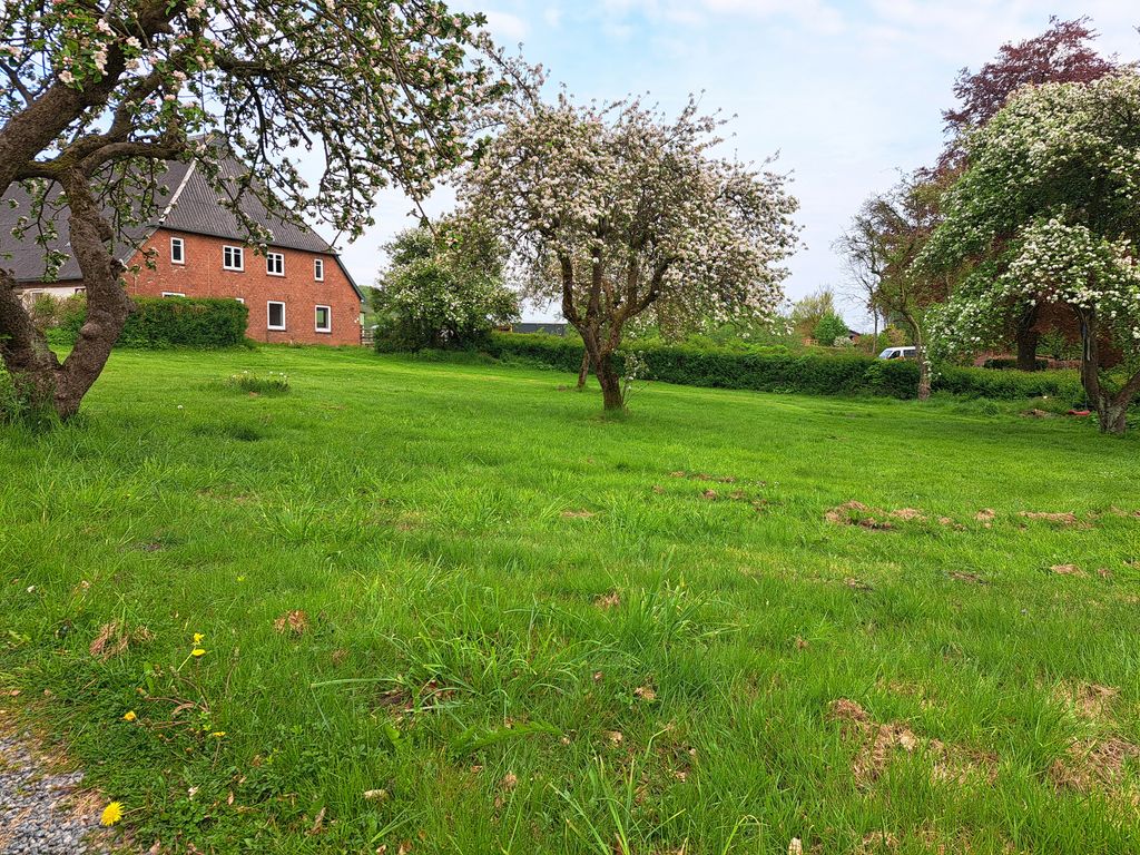 Tiempo libre en el huerto del granjero frente a la bahía de Lübeck
