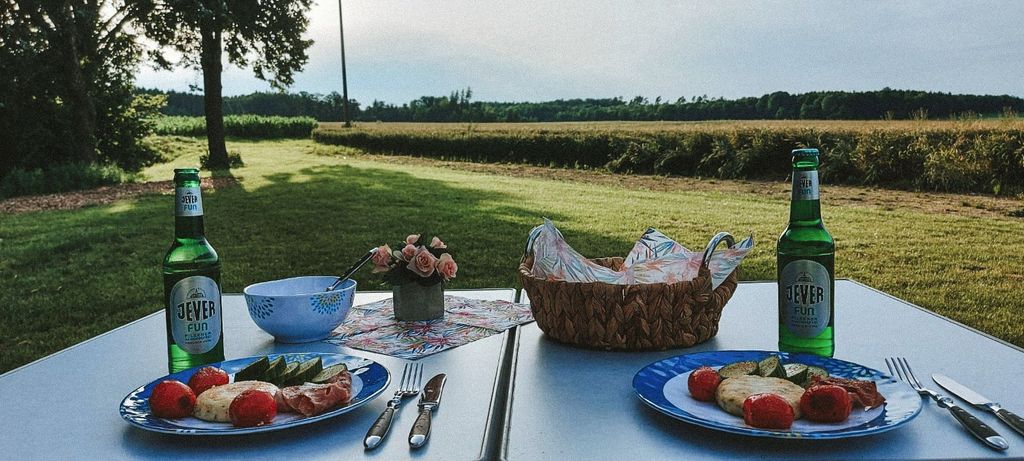 Camp on the edge of the field with a panoramic view