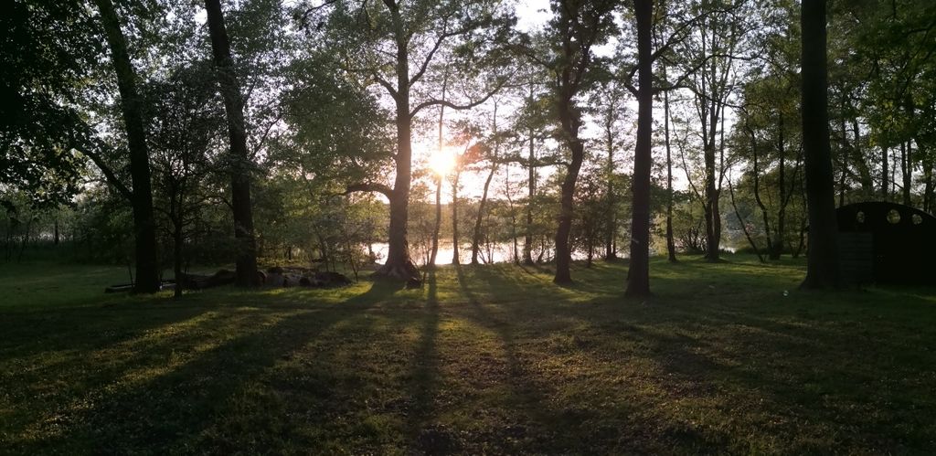 Tienda de campaña glamping en el parque señorial junto al lago en Mecklemburgo