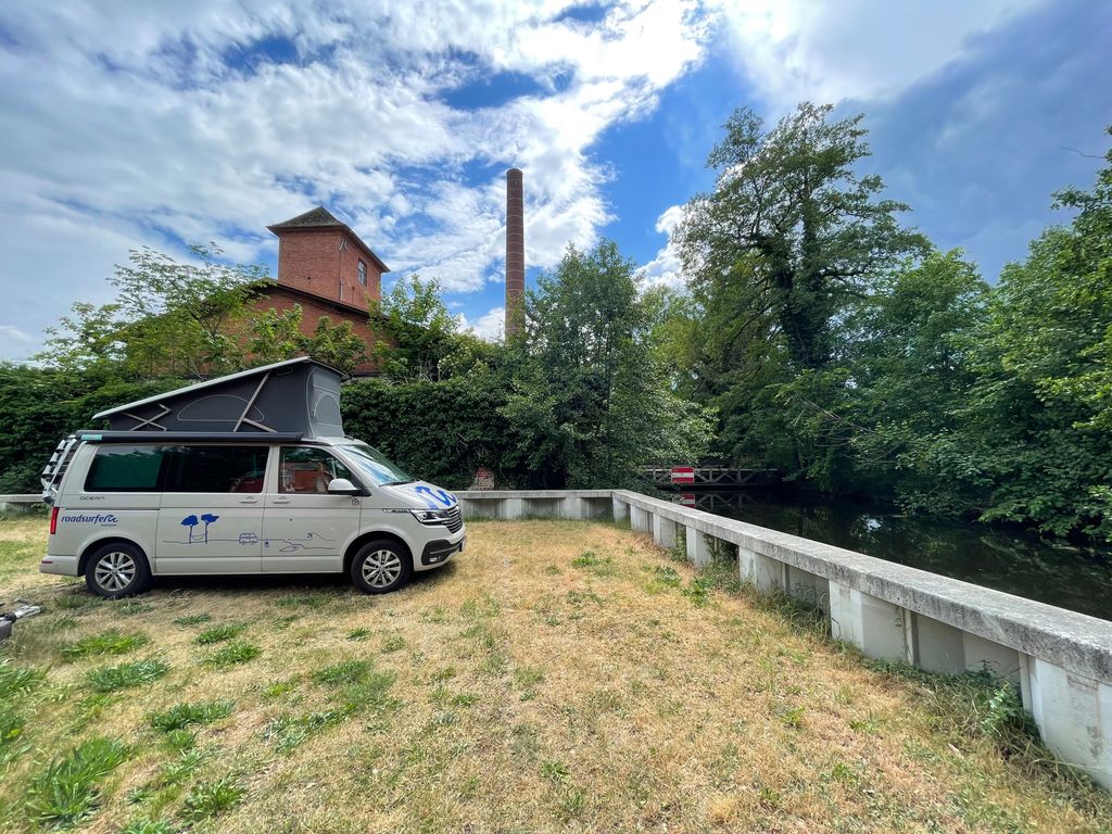 On the riverbank at the old paper mill