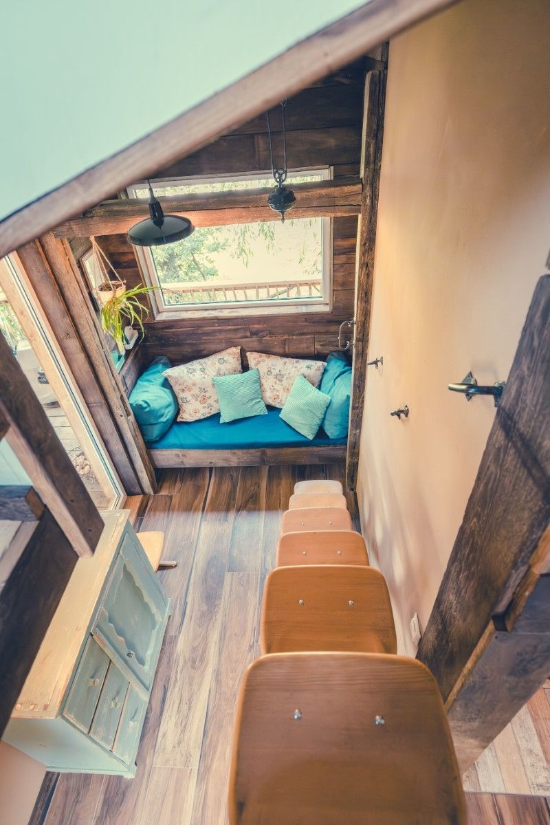 Casa sostenible en un árbol al borde del bosque