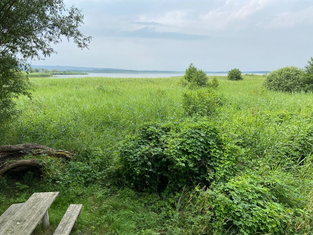 Vista de grúa del lago Galenbeck en las montañas Brohmer