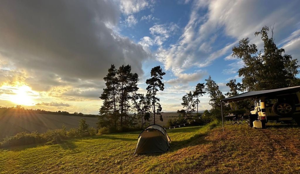 Natural idyll in the southern Harz Mountains with a view of the Brocken