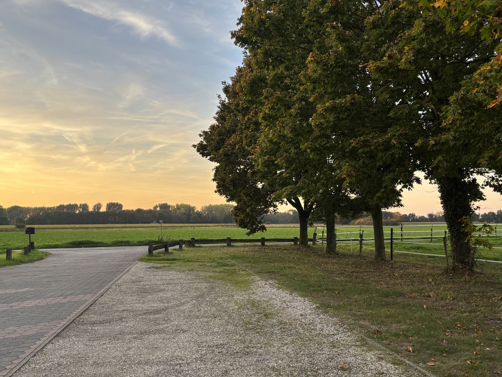 emplacement de camping à la campagne, près d'un centre équestre