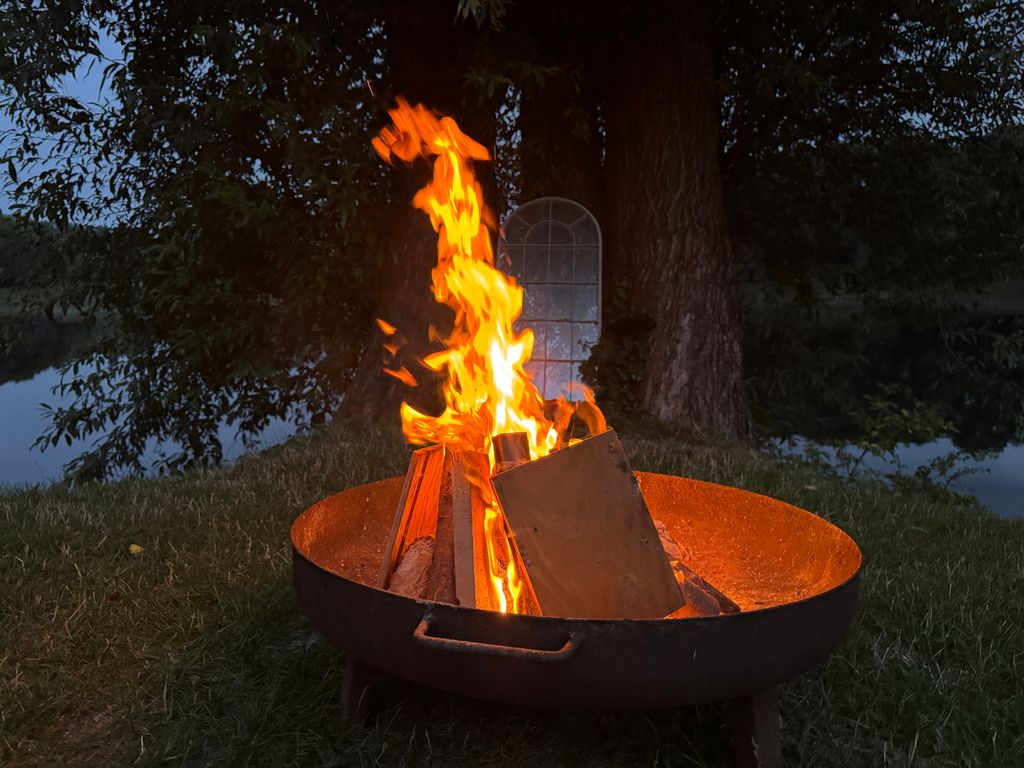 Pitch directly on the lake with hot tub