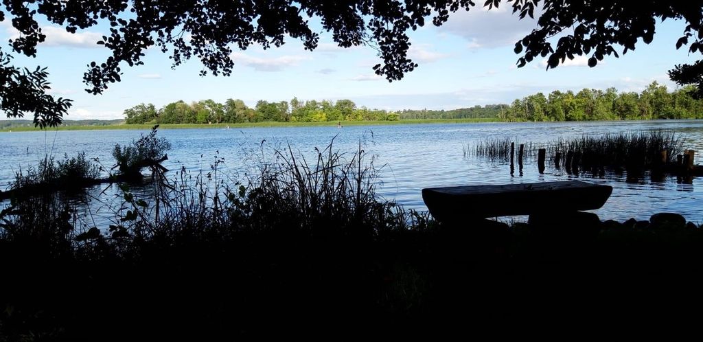 Shepherd's caravan on the lake with natural bathing place