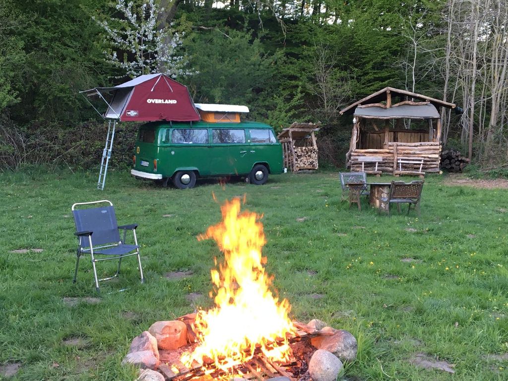Pradera aislada junto a un pequeño bosque en un lugar apartado