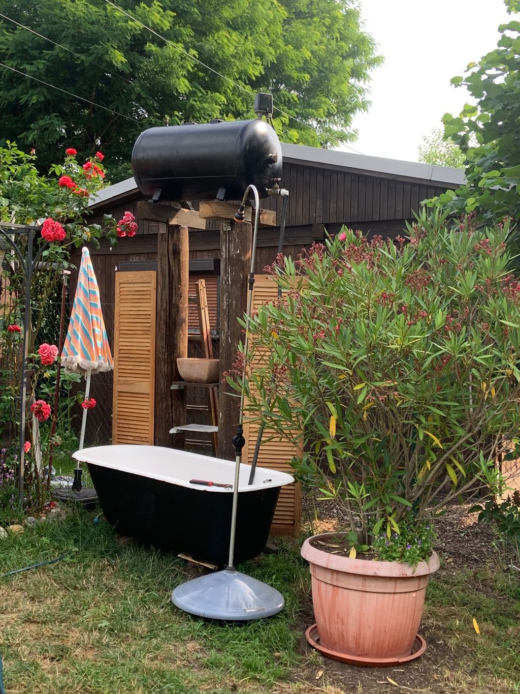 Biete einen Platz am Waldrand in schönem Garten