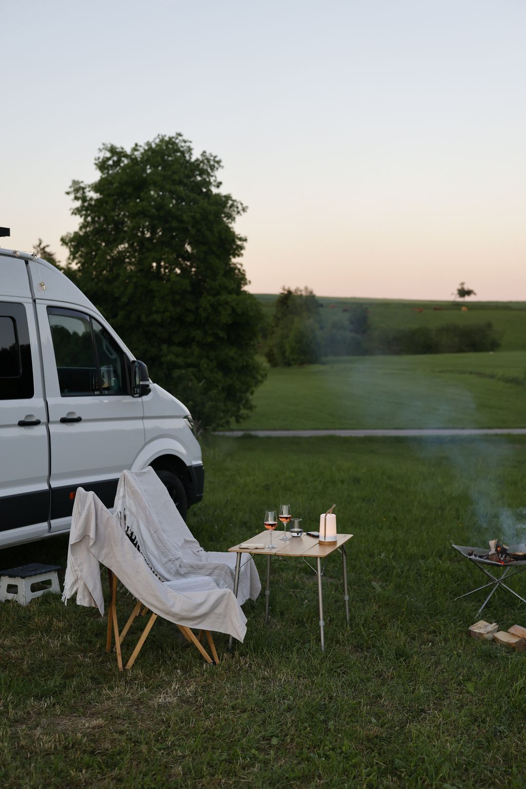Camping on the alpine pasture and by the stream at 800 meters altitude