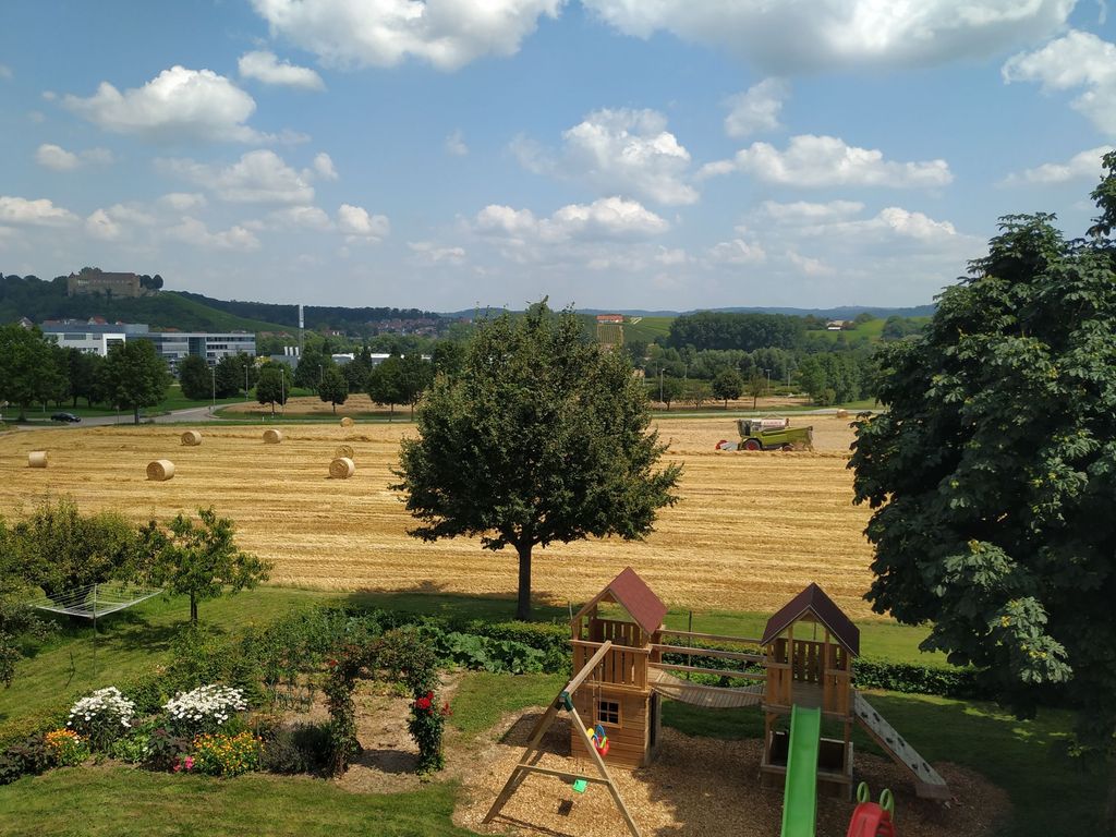 Camping in the green with a view of Stettenfels Castle