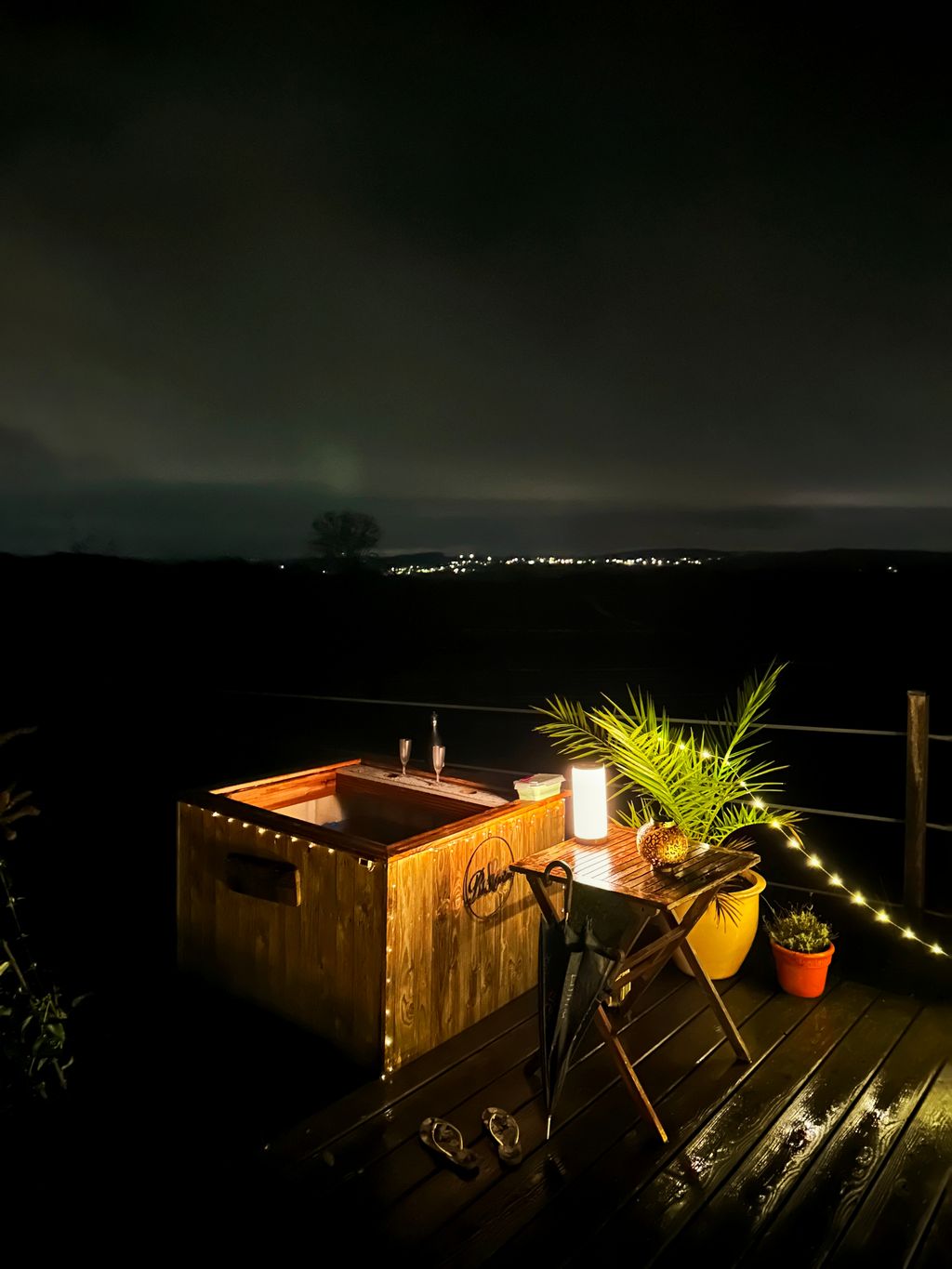Herb garden with sun deck and bath barrel