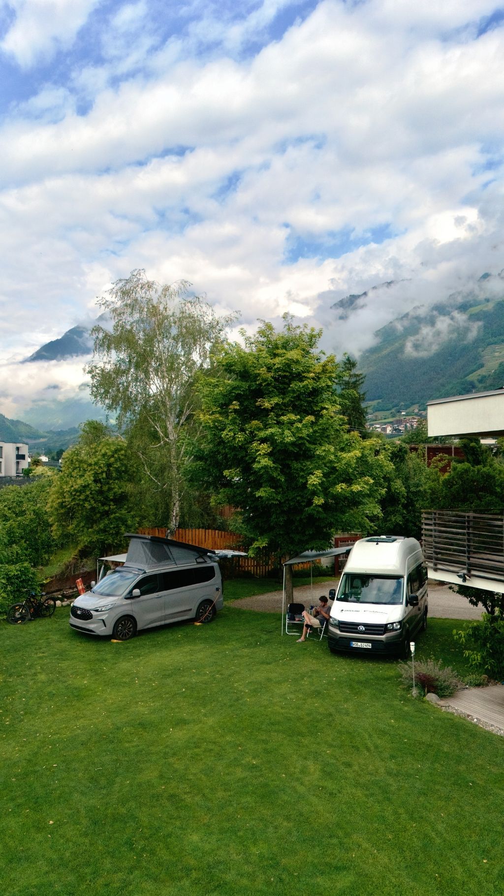 Camper pitch in Merano by the stream
