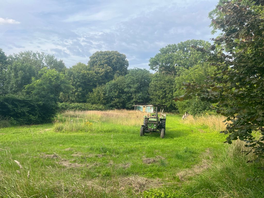 Der Blick, wenn man auf die Wiese fährt (der Traktor steht natürlich nicht immer dort!)