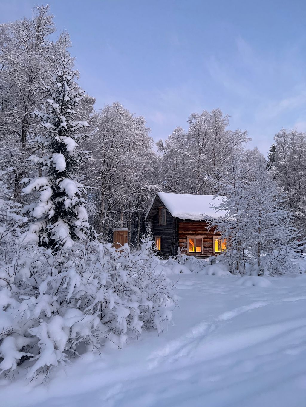 Cabane en rondins avec sauna en Laponie suédoise