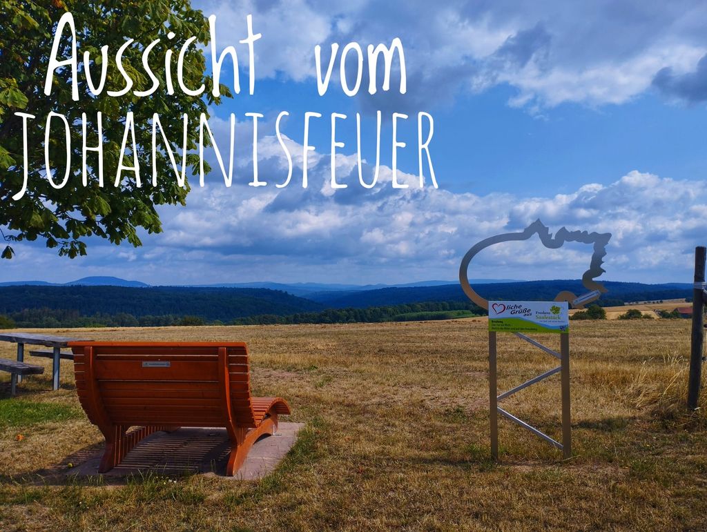 Time out at the ranch-view of Dreistelz and Rhön Mountains