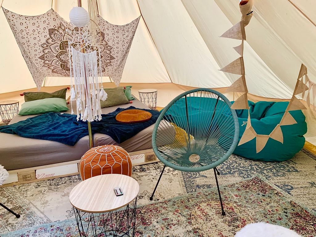 Sahara tent in the countryside surrounded by forest