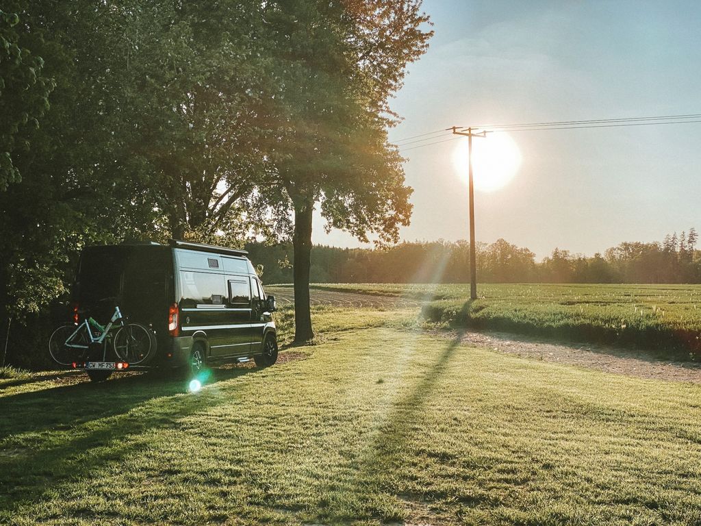 Camp on the edge of the field with a panoramic view