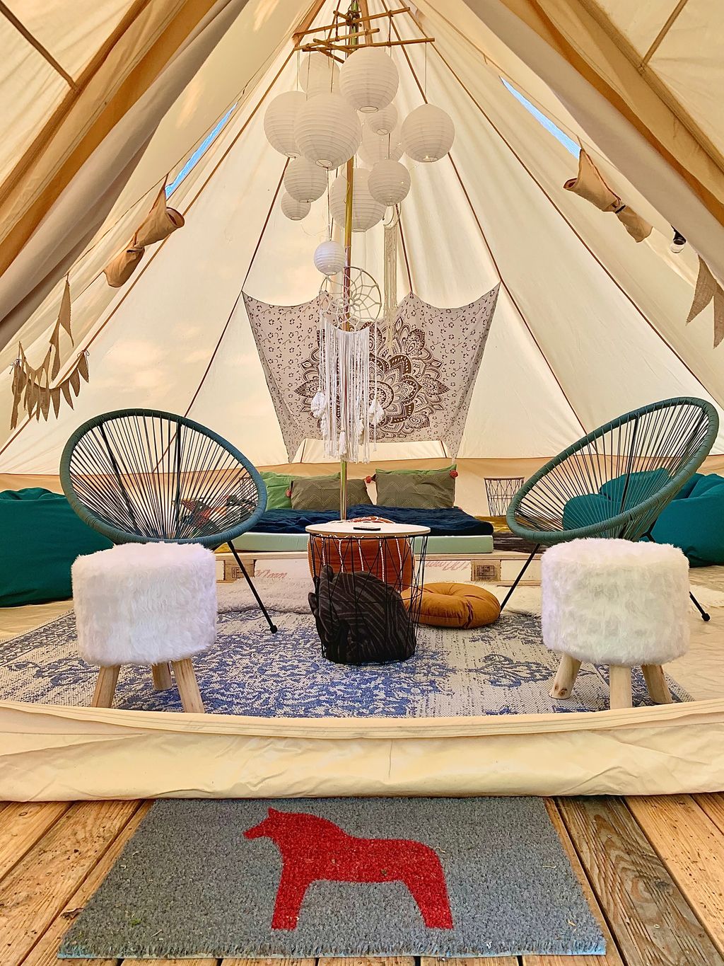 Sahara tent in the countryside surrounded by forest