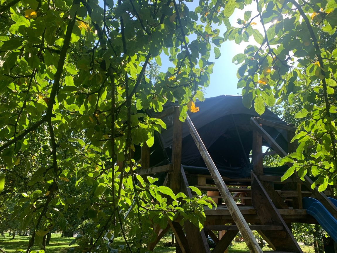 Leni - Avventura in famiglia con la tenda a baldacchino tra i meli