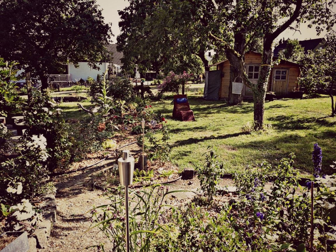 Idyllische Streuobstwiese mit romantischem Garten