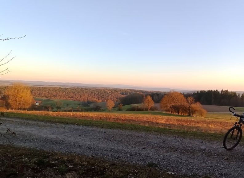 Rhön panorama on an old three-sided farmstead