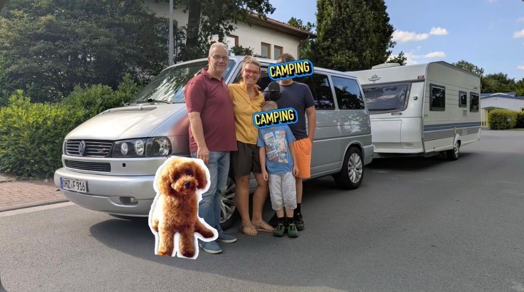 VW Bulli T4 mit Hobby Wohnwagen