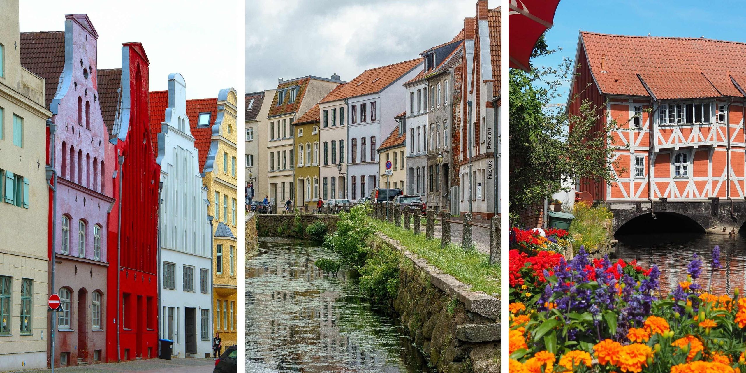 Collage aus Bildern von Gebäuden in Wismar