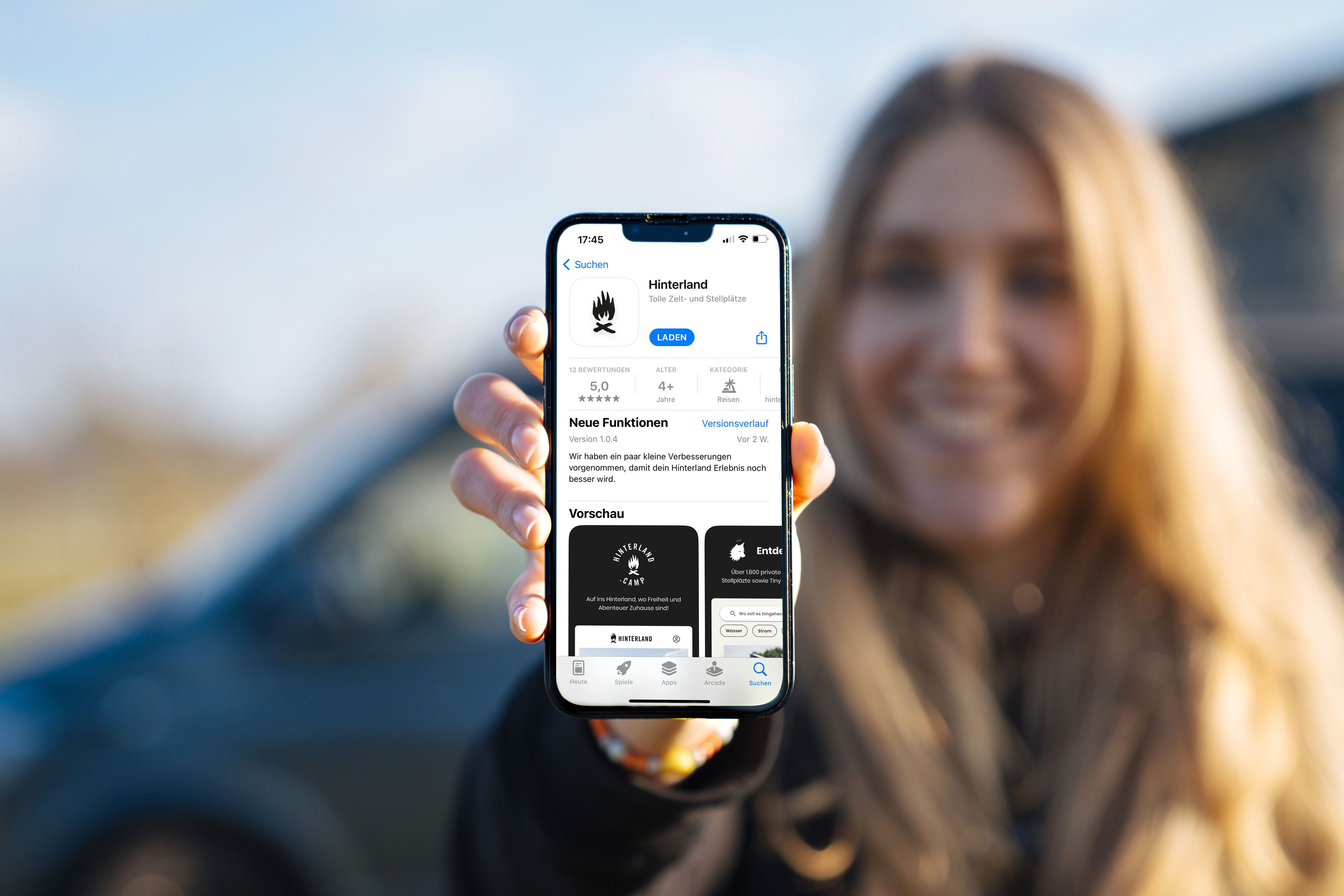 Smartphone mit Hinterland App